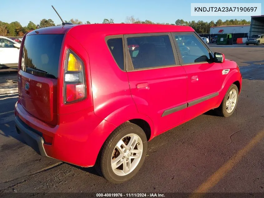 2010 Kia Soul + VIN: KNDJT2A23A7190697 Lot: 40819976