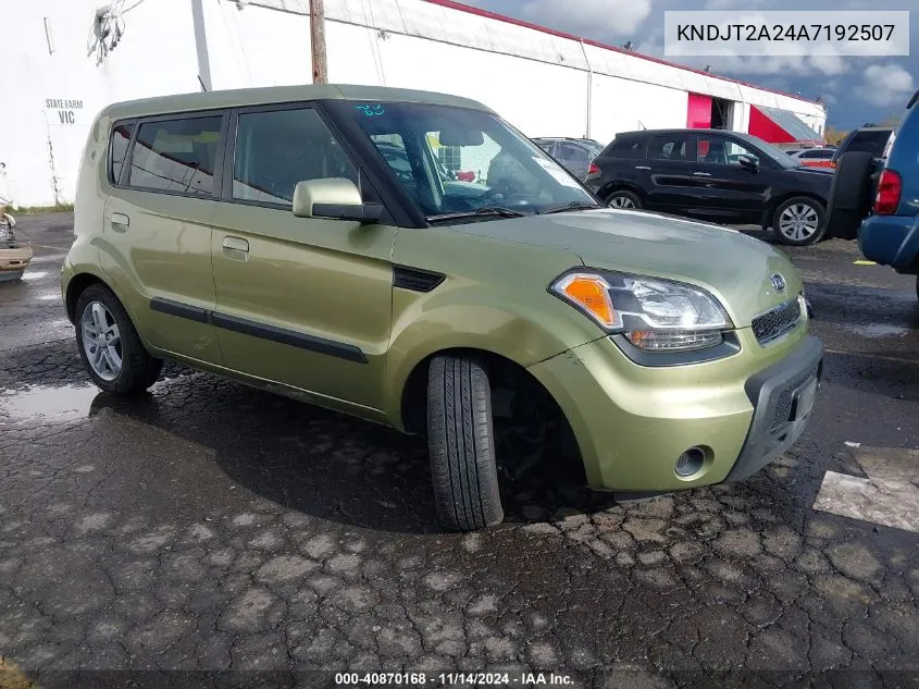 2010 Kia Soul + VIN: KNDJT2A24A7192507 Lot: 40870168