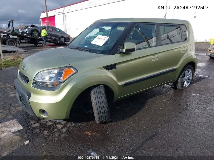 2010 Kia Soul + VIN: KNDJT2A24A7192507 Lot: 40870168