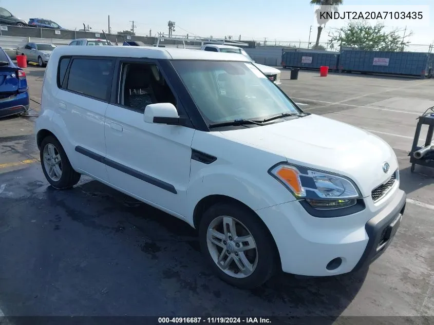 2010 Kia Soul + VIN: KNDJT2A20A7103435 Lot: 40916687