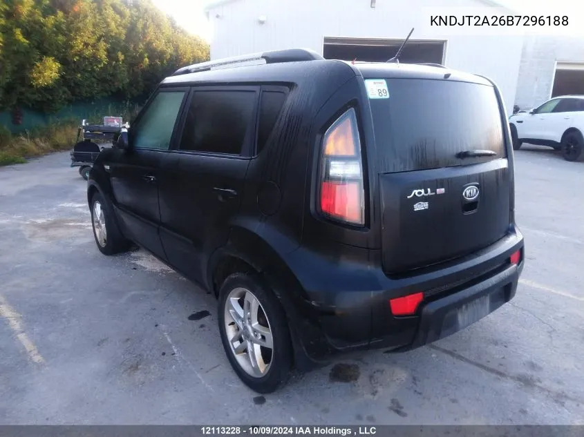 2011 Kia Soul +/!/Sport VIN: KNDJT2A26B7296188 Lot: 12113228