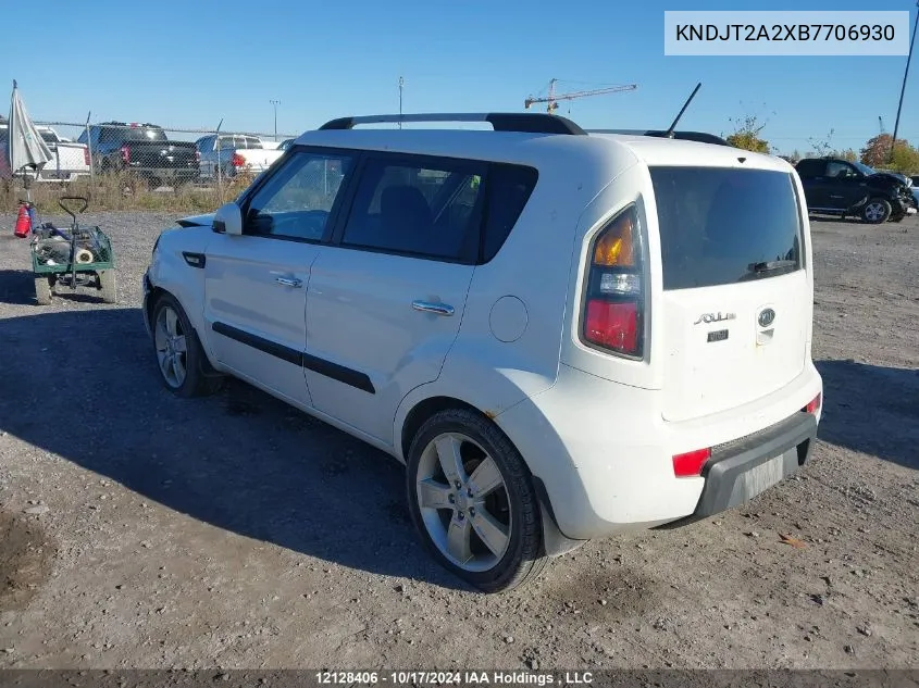 2011 Kia Soul VIN: KNDJT2A2XB7706930 Lot: 12128406