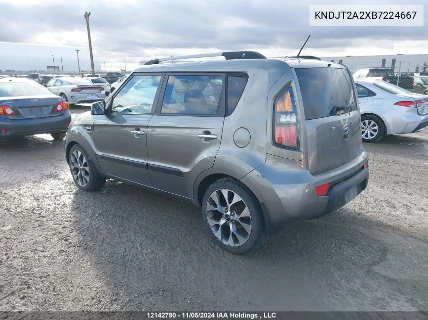 2011 Kia Soul VIN: KNDJT2A2XB7224667 Lot: 12142790