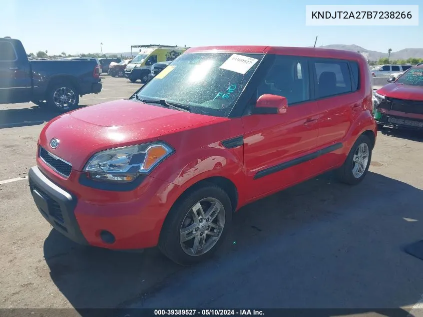 2011 Kia Soul + VIN: KNDJT2A27B7238266 Lot: 39389527