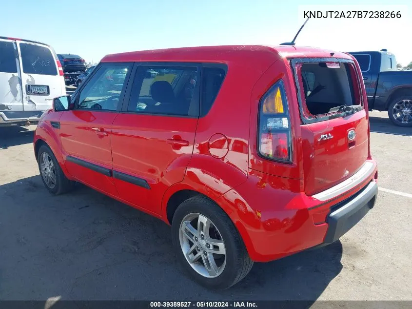 2011 Kia Soul + VIN: KNDJT2A27B7238266 Lot: 39389527