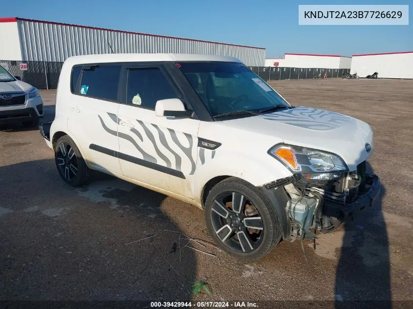 2011 Kia Soul + VIN: KNDJT2A23B7726629 Lot: 39429944