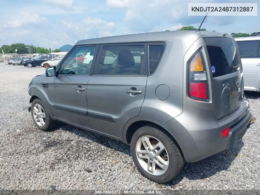 2011 Kia Soul + VIN: KNDJT2A24B7312887 Lot: 39605272