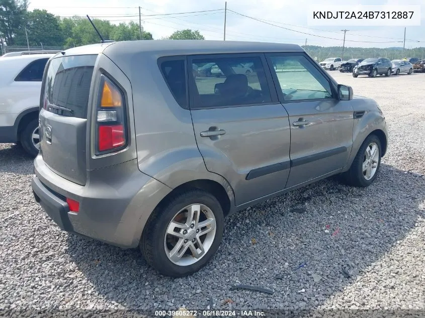 2011 Kia Soul + VIN: KNDJT2A24B7312887 Lot: 39605272