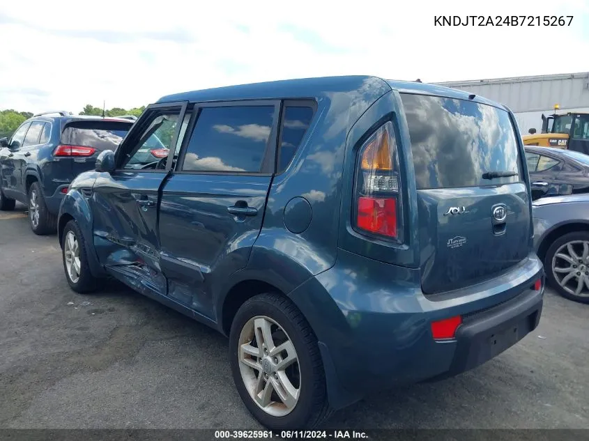 2011 Kia Soul + VIN: KNDJT2A24B7215267 Lot: 39625961