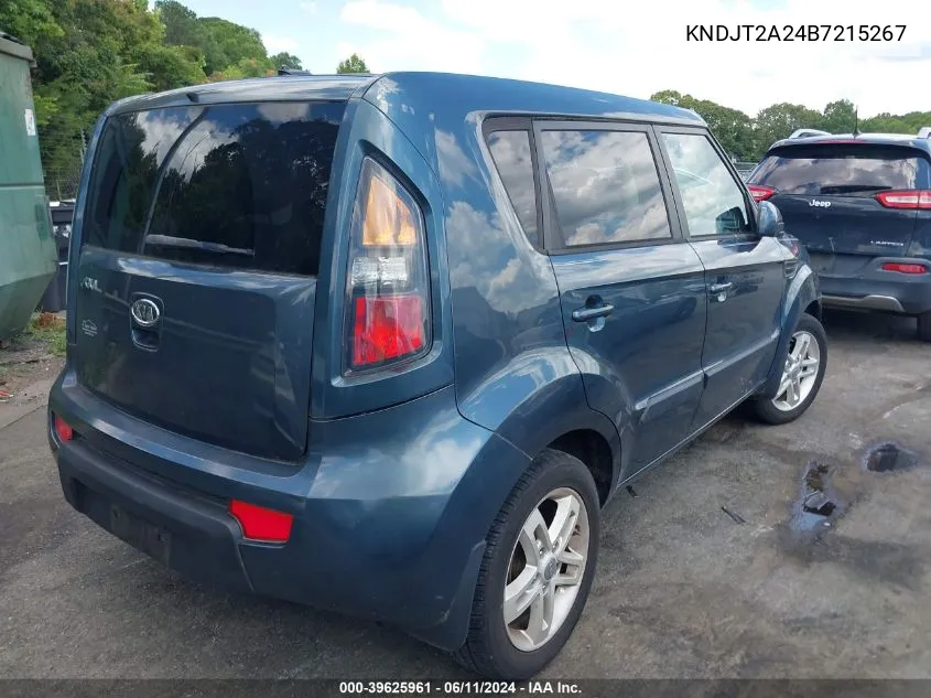 2011 Kia Soul + VIN: KNDJT2A24B7215267 Lot: 39625961