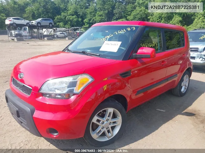 2011 Kia Soul + VIN: KNDJT2A28B7225381 Lot: 39676483