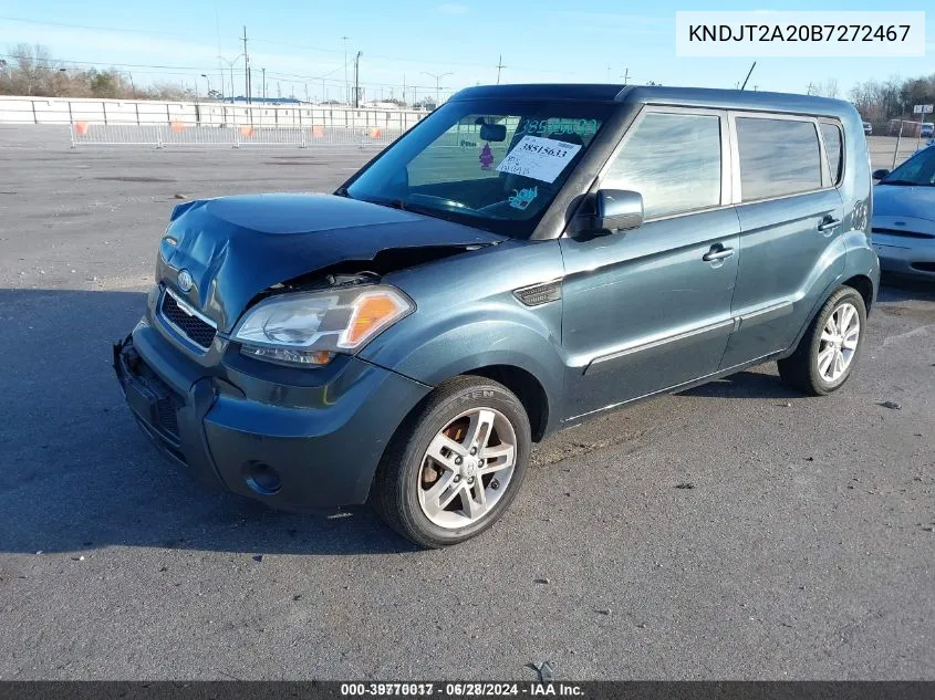 2011 Kia Soul + VIN: KNDJT2A20B7272467 Lot: 39770017