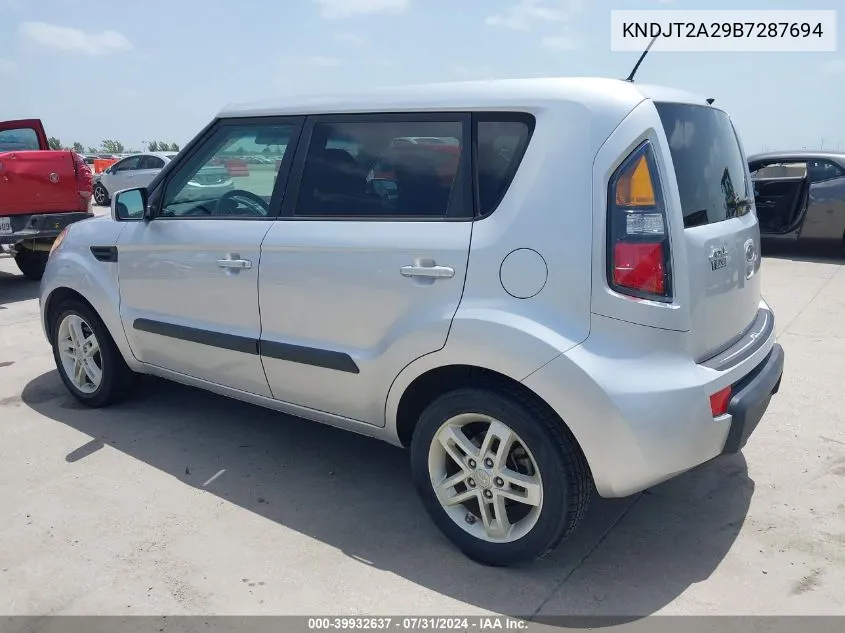 2011 Kia Soul + VIN: KNDJT2A29B7287694 Lot: 39932637