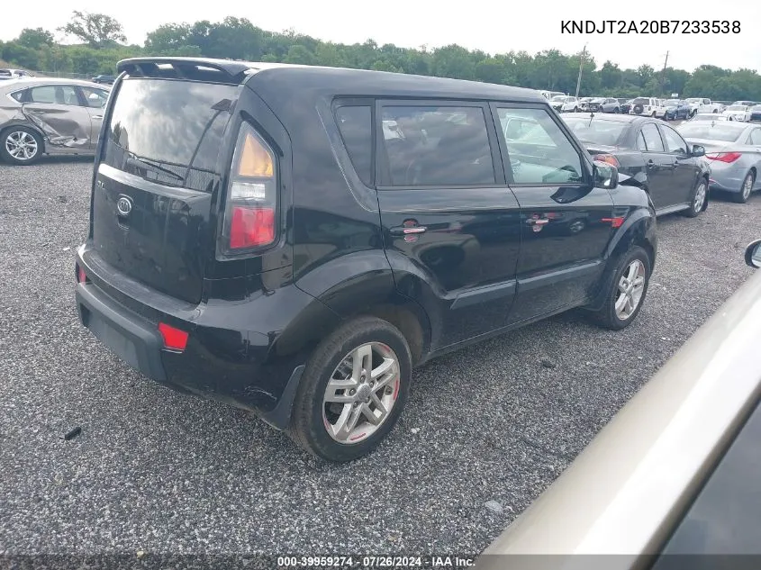 2011 Kia Soul +/!/Sport VIN: KNDJT2A20B7233538 Lot: 39959274