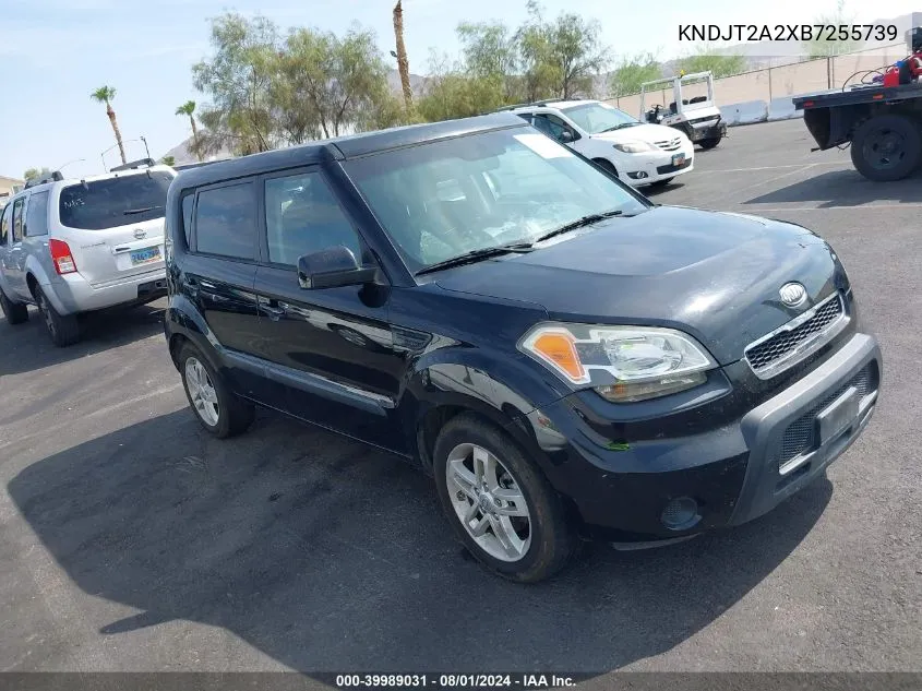 2011 Kia Soul + VIN: KNDJT2A2XB7255739 Lot: 39989031