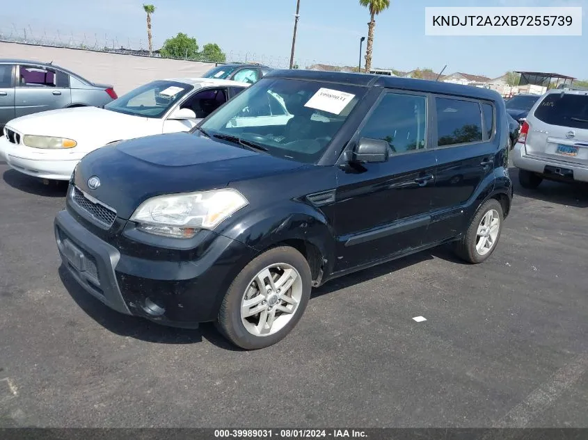 2011 Kia Soul + VIN: KNDJT2A2XB7255739 Lot: 39989031