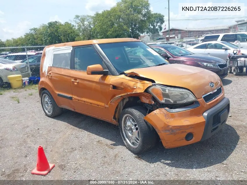 2011 Kia Soul + VIN: KNDJT2A20B7226265 Lot: 39997880