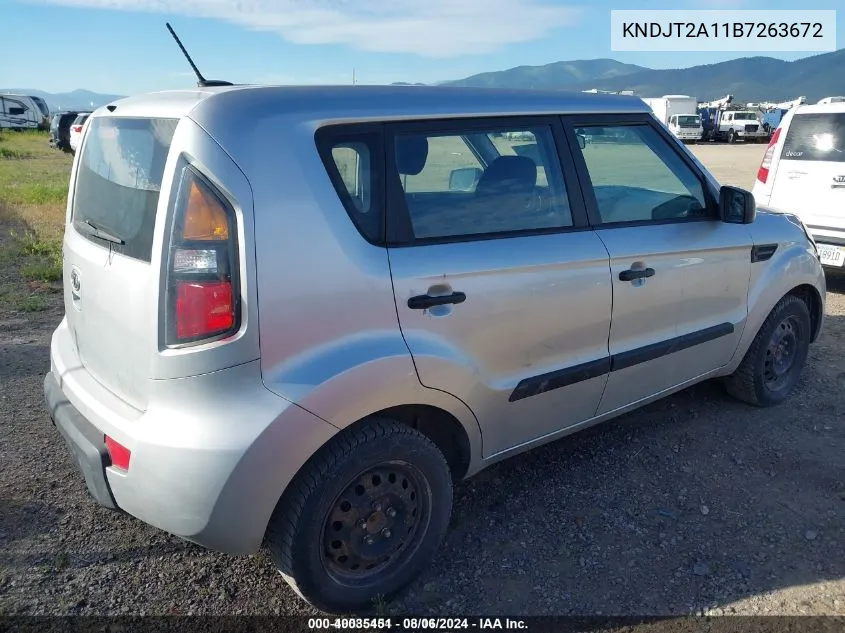 2011 Kia Soul VIN: KNDJT2A11B7263672 Lot: 40035451