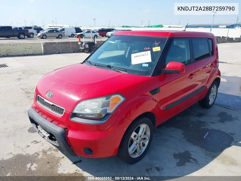 2011 Kia Soul + VIN: KNDJT2A28B7259790 Lot: 40085852