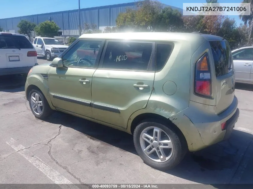 2011 Kia Soul + VIN: KNDJT2A27B7241006 Lot: 40093759