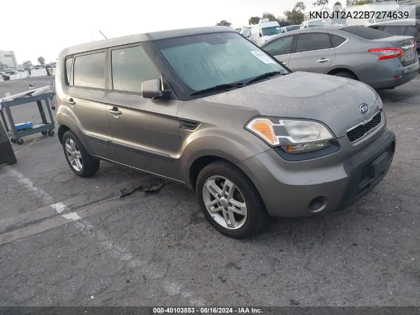 2011 Kia Soul + VIN: KNDJT2A22B7274639 Lot: 40103853