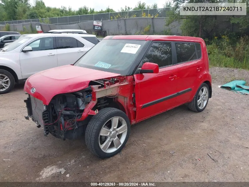 2011 Kia Soul +/!/Sport VIN: KNDJT2A21B7240711 Lot: 40129263