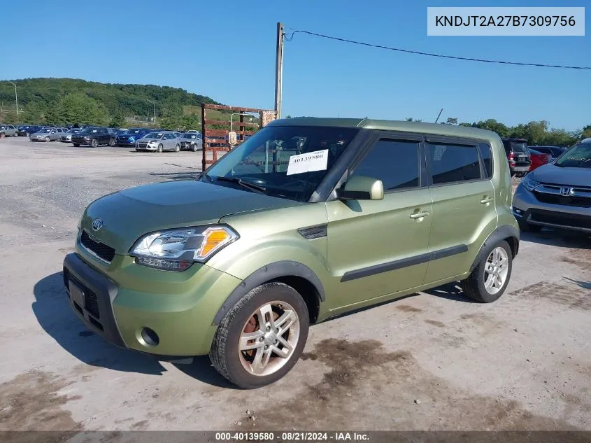 2011 Kia Soul + VIN: KNDJT2A27B7309756 Lot: 40139580