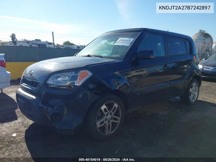 2011 Kia Soul + VIN: KNDJT2A27B7242897 Lot: 40154019