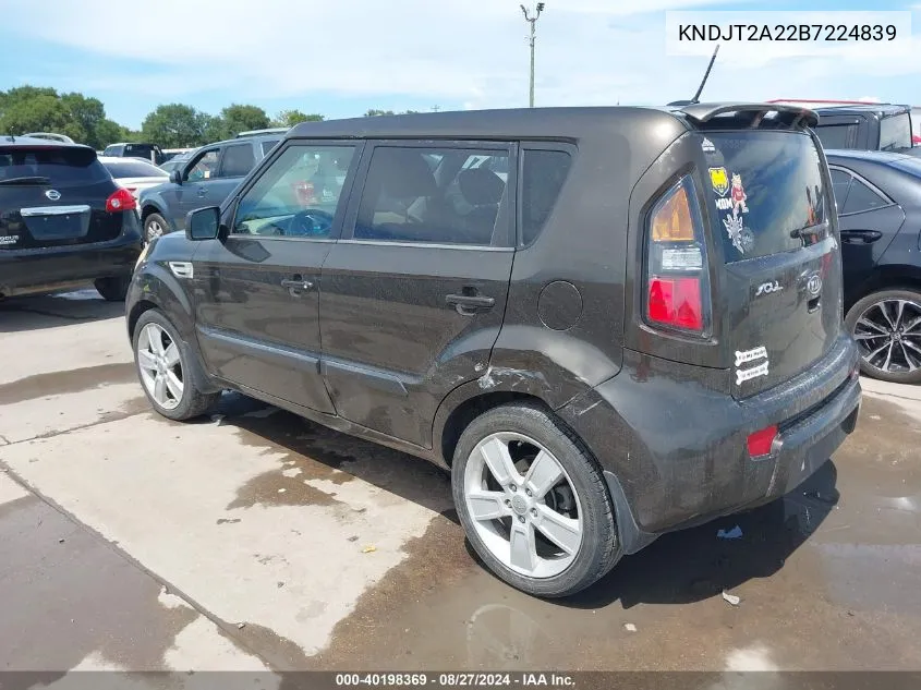 2011 Kia Soul ! VIN: KNDJT2A22B7224839 Lot: 40198369