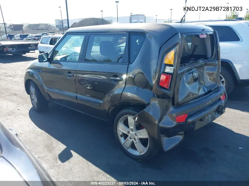 2011 Kia Soul ! VIN: KNDJT2A29B7281703 Lot: 40223237