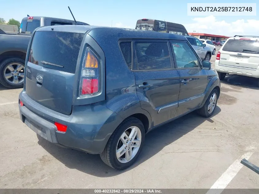 2011 Kia Soul + VIN: KNDJT2A25B7212748 Lot: 40232842