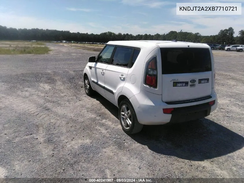 2011 Kia Soul + VIN: KNDJT2A2XB7710721 Lot: 40241987