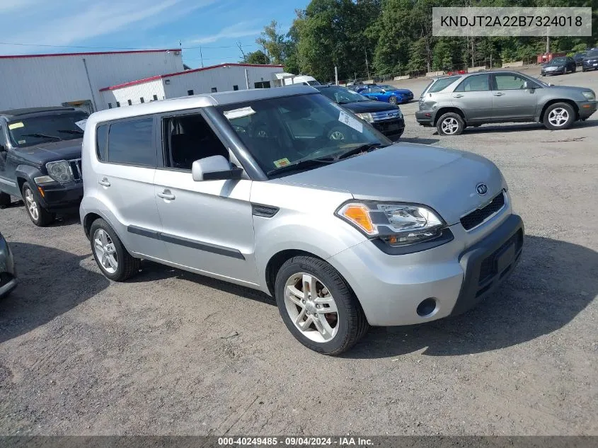 2011 Kia Soul + VIN: KNDJT2A22B7324018 Lot: 40249485