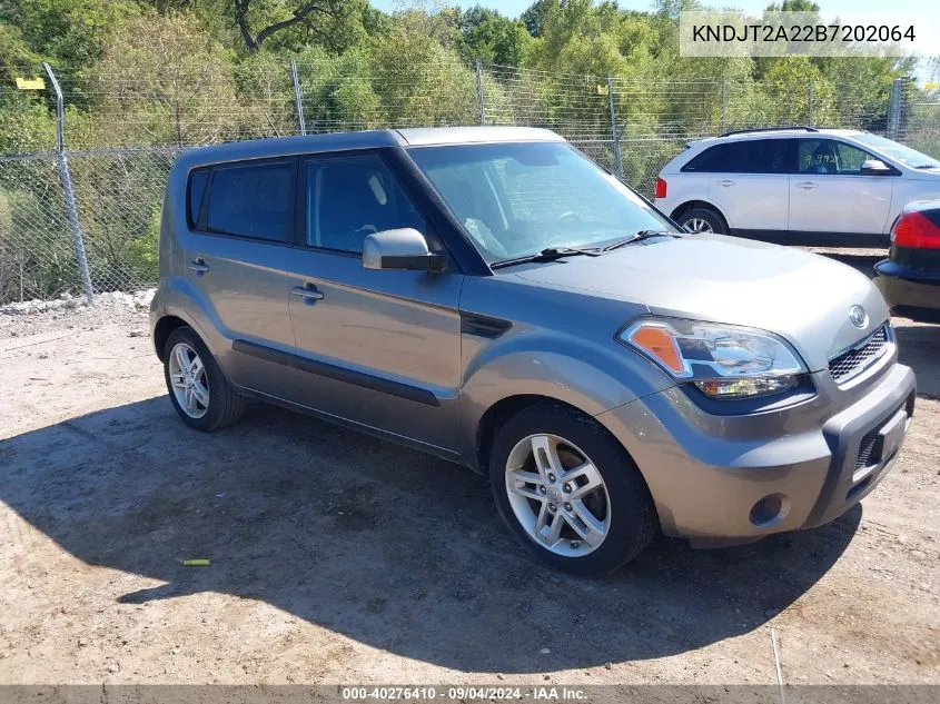 2011 Kia Soul + VIN: KNDJT2A22B7202064 Lot: 40276410