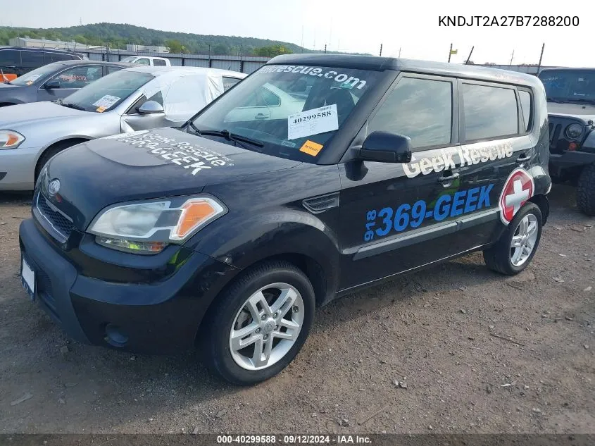 2011 Kia Soul + VIN: KNDJT2A27B7288200 Lot: 40299588