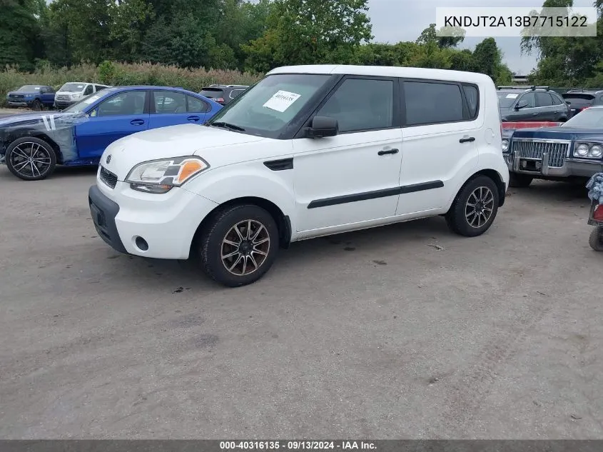 2011 Kia Soul VIN: KNDJT2A13B7715122 Lot: 40316135