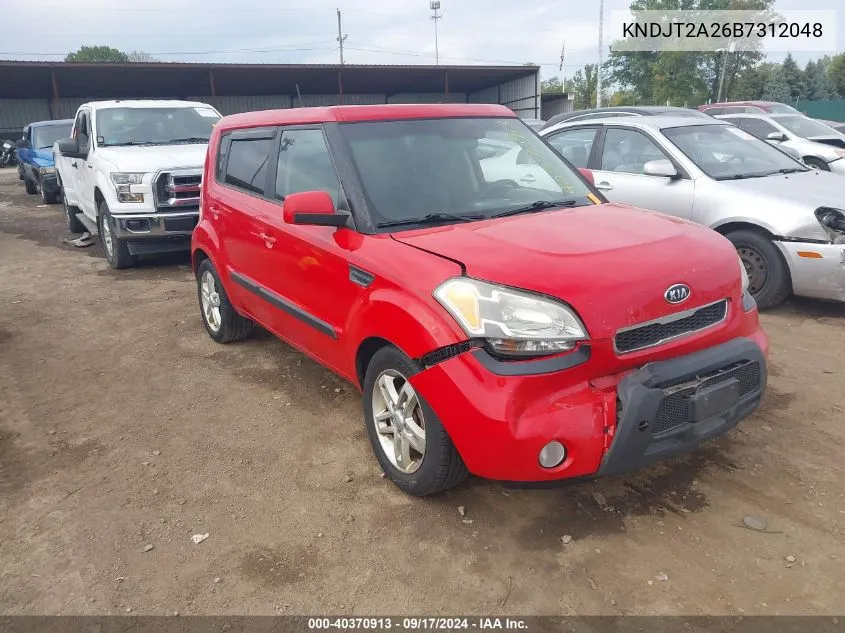 2011 Kia Soul + VIN: KNDJT2A26B7312048 Lot: 40370913