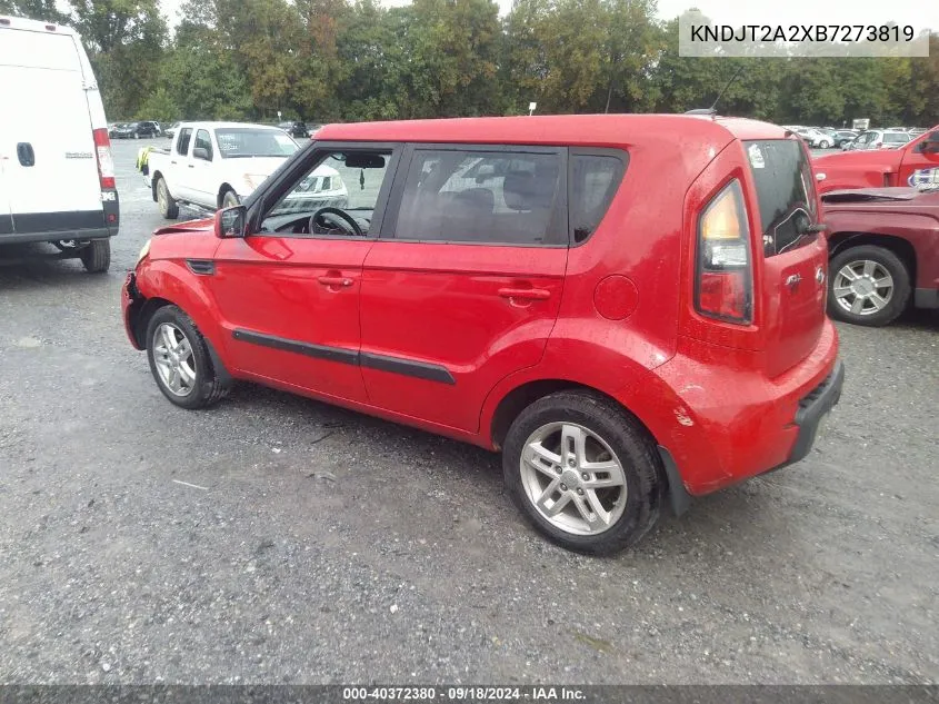 2011 Kia Soul + VIN: KNDJT2A2XB7273819 Lot: 40372380