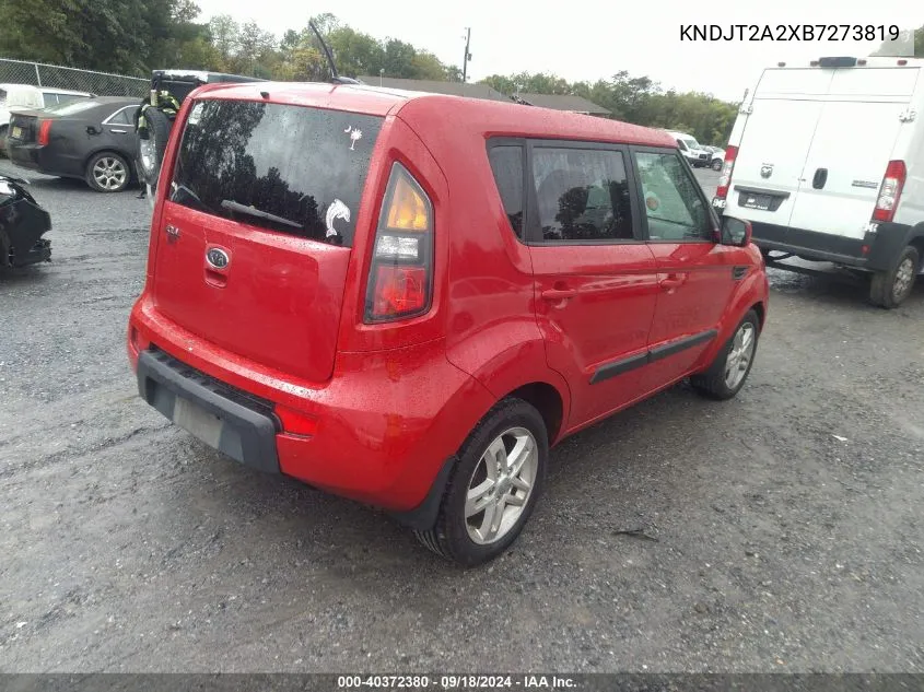 2011 Kia Soul + VIN: KNDJT2A2XB7273819 Lot: 40372380