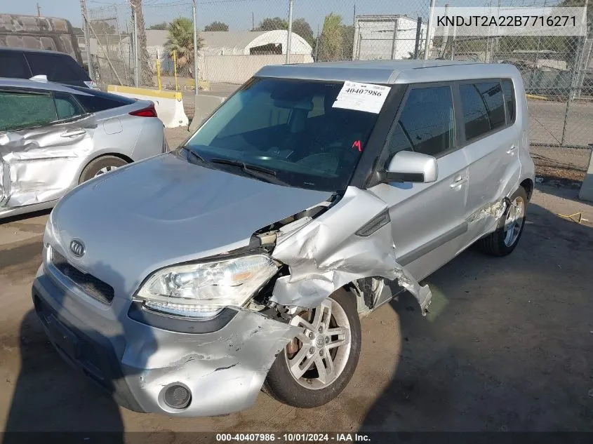 2011 Kia Soul +/!/Sport VIN: KNDJT2A22B7716271 Lot: 40407986