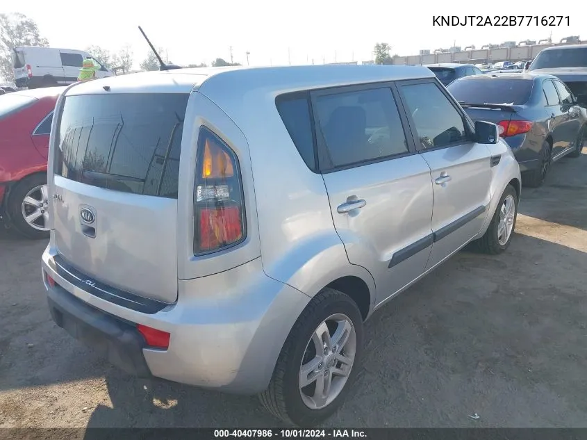 2011 Kia Soul +/!/Sport VIN: KNDJT2A22B7716271 Lot: 40407986