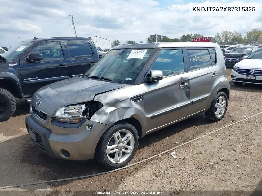 2011 Kia Soul + VIN: KNDJT2A2XB7315325 Lot: 40438718