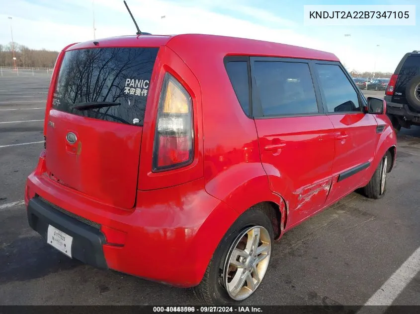 2011 Kia Soul VIN: KNDJT2A22B7347105 Lot: 40443596