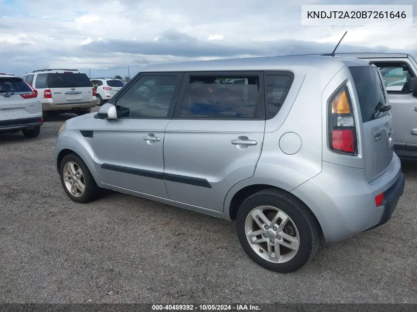 2011 Kia Soul +/!/Sport VIN: KNDJT2A20B7261646 Lot: 40489392