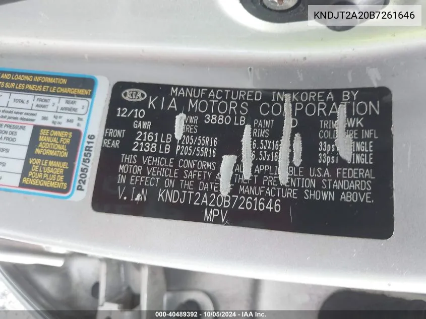 KNDJT2A20B7261646 2011 Kia Soul +/!/Sport