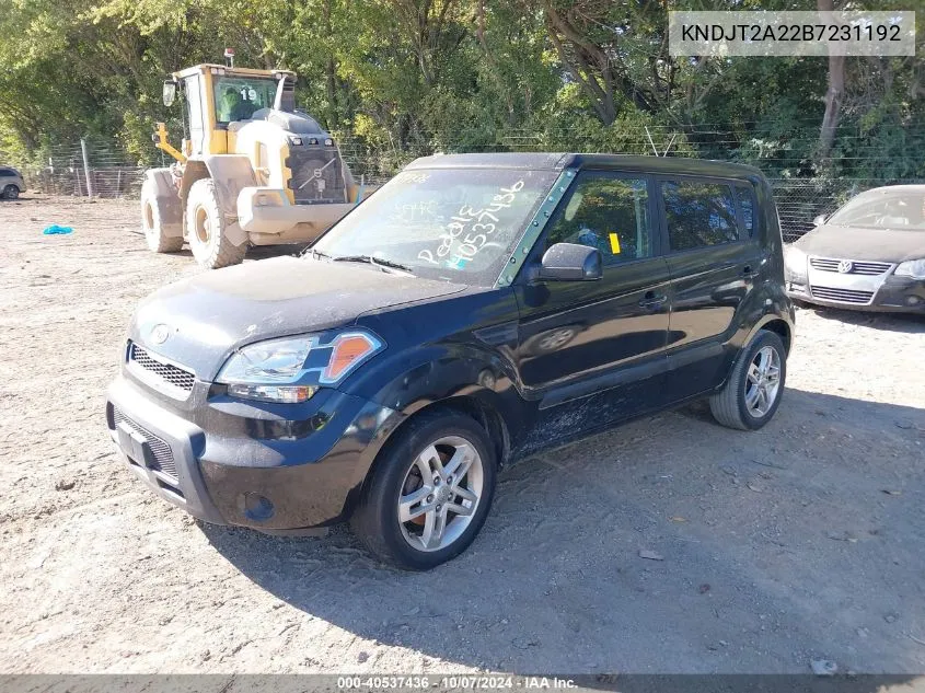 2011 Kia Soul + VIN: KNDJT2A22B7231192 Lot: 40537436