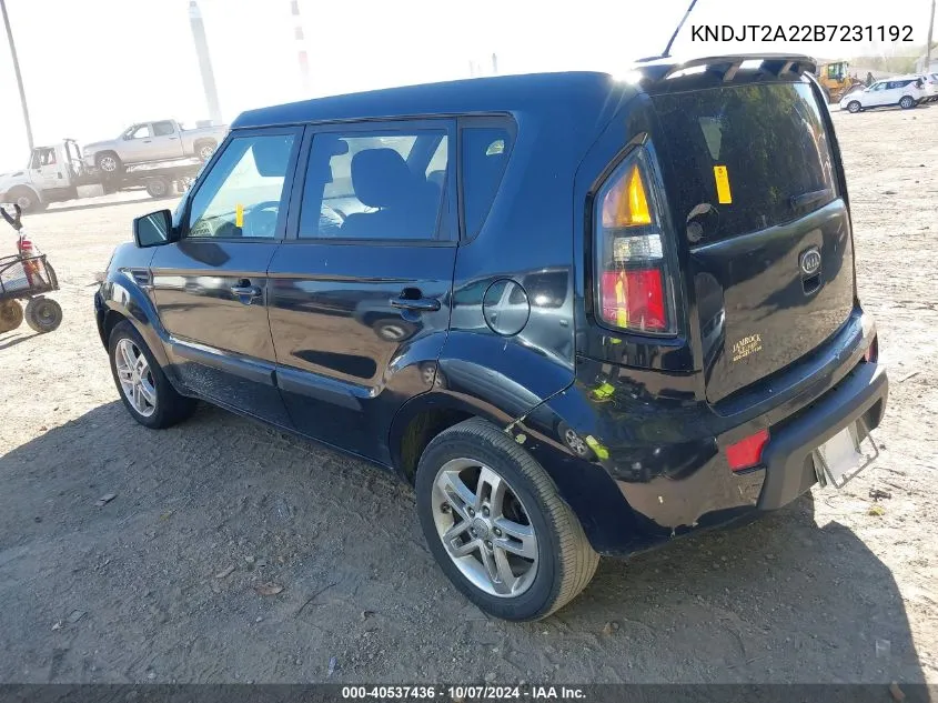 2011 Kia Soul + VIN: KNDJT2A22B7231192 Lot: 40537436