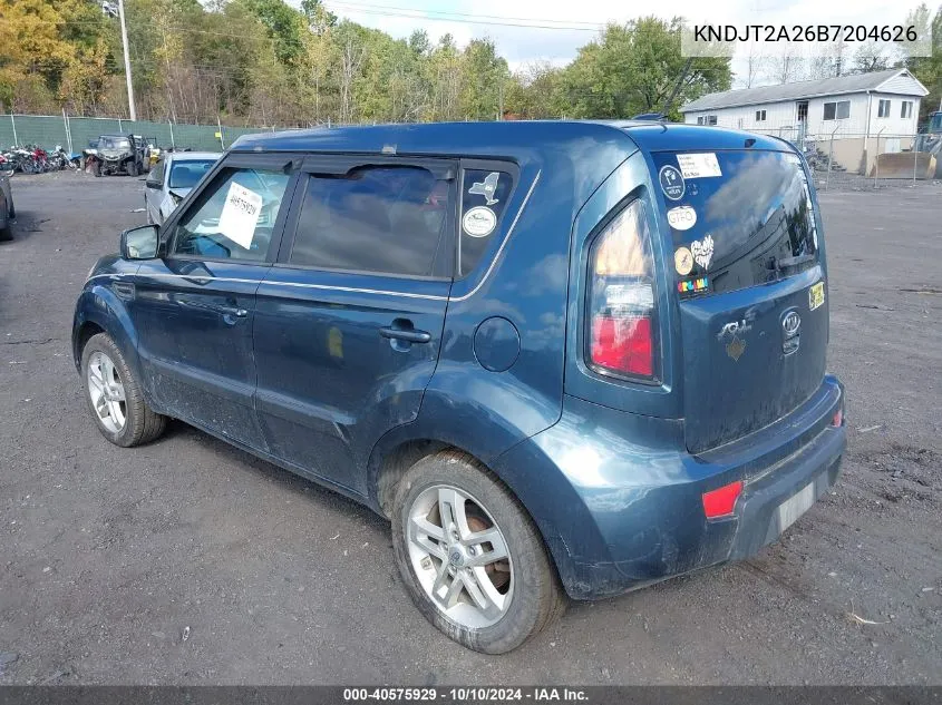 2011 Kia Soul + VIN: KNDJT2A26B7204626 Lot: 40575929