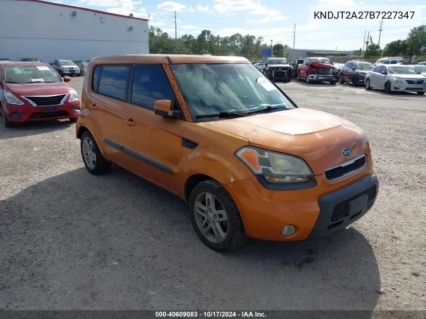 2011 Kia Soul + VIN: KNDJT2A27B7227347 Lot: 40609083