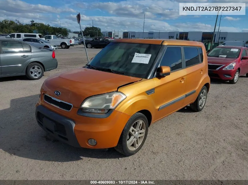 2011 Kia Soul + VIN: KNDJT2A27B7227347 Lot: 40609083